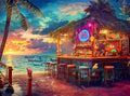 Adult Jigsaw Puzzle Beach Bar at Sunset 1000 - color: Island Escape