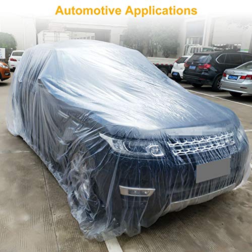 13Ft x 65 Ft Plastic Painting Drop Film, 2 Pcs Tape and Drape Dust Plastic Drop Cloth, Pre-Taped Masking Film for Automotive Painting Covering