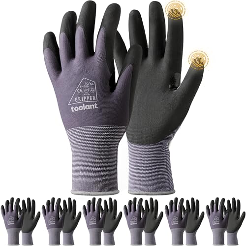 toolant Microfoam Nitrile Work Gloves with Grip, 6 Pairs, Gray, X-Large - color: Gray-6pairs, size: X-Large