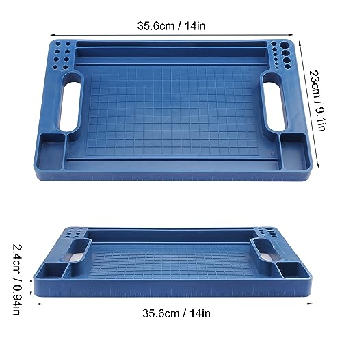 3 Pieces, Flexible Tool Tray, Rubber Tool Mat Trays, Non-Slip Tool Organizer, Heat and Oil Resistant Rubber, for Automotive and Home Tool Tray, 14 x 9 x 1 Inch, Blue