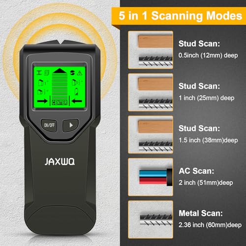 Stud Finder Wall Scanner - 5 in 1 Stud Finder Tool w/Smart Chip and HD LCD Display, Stud Detector Beam Finders for the Center and Edge of Wood AC Wire Metal Studs Joist Pipe (‎Bark) - color: ‎bark