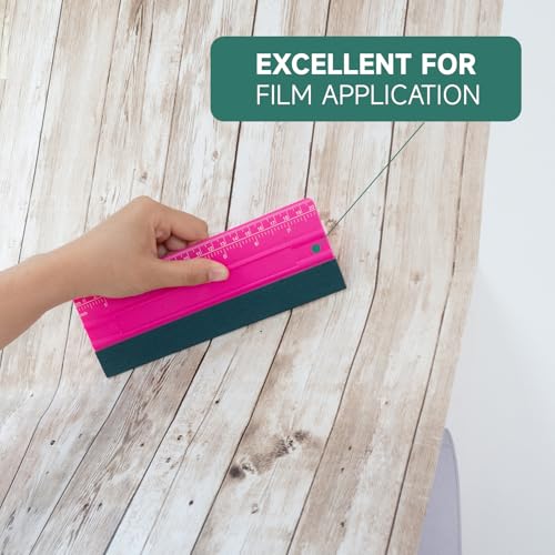 FOSHIO Professional Squeegee for Vinyl, Decals, Sticker Paper, Wallpaper, Window Film, Craft, Suede Felt Squeegee Smoothing Tool with Ruler, Pink (8 inches) - size: 8 inches