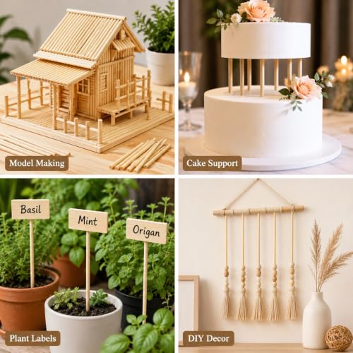 200Pcs Wooden Dowel Rods,1/4 x 12 Inch Precut Wooden Rod Sticks - size: 1/4" x 12"