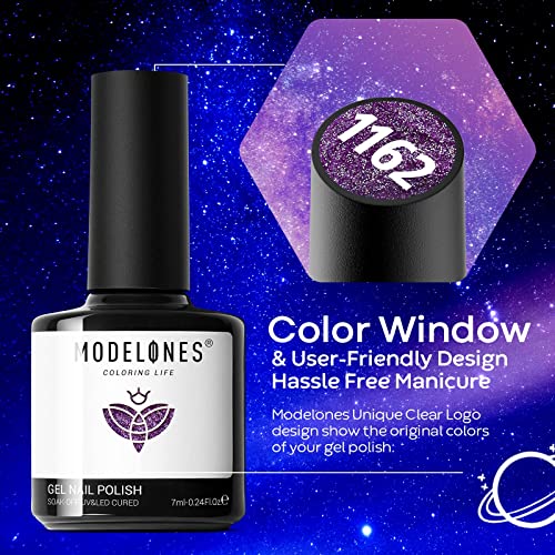 modelones Color Changing Cat Eye Gel Nail Polish Set, 6 Colors Glitter - color: A A5 Cat Eye Special Gel