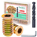 Twidec/27PCS 5/16"-18 Threaded Inserts for Wood Furniture Screw-in Nut Wood Inserts Bolt Assortment Kit with M8 Hex Wrench (5/16"-18 x25mm) - size: 5/16"-18 x 25mm (27 PCS)