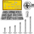 192Pcs #8 Self Tapping Screws Assortment Kit, #8 x 1/2",5/8'',3/4",1",1-1/4",1-1/2'' Modified Truss Head Sheet Metal Screw, 410 Stainless Steel Self Drilling Screws for Metal - size: 192pcs #8 Silver