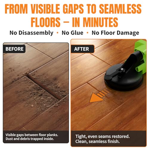 Floor Gap Fixer Tool Kit with Suction Cup & Rubber Mallet, Floating Floor Fixer Tool Repair for Laminate, LVP & Engineered Wood, Includes Silicone Pad for Textured Surfaces