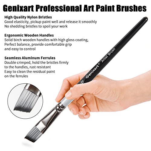 Genixart Angle Paint Brush Set – Art Paintbrushes Acrylic Oil Watercolor - size: Angle - 6 Pcs