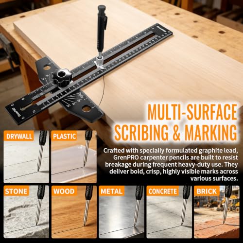 GRENPRO Combination Speed T-Square Ruler Angle Finder Woodworking Tools - color: Black