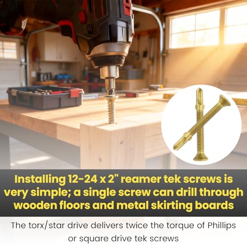 #12-24 x 2 Reamer Tek Torx/Star Head Self-Drilling Wood to Metal Screws