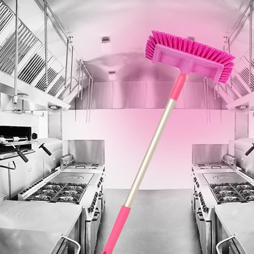SPARTA 40422EC26 Floor Scrub Brush Head, Multi-Level, Dual Surface Plastic Block with Side Bristles, Crimped Polyester, Threaded Handle Hole, Ideal for Wide and Tight Spaces, BPA Free, 12 Inches, Pink - color: Pink