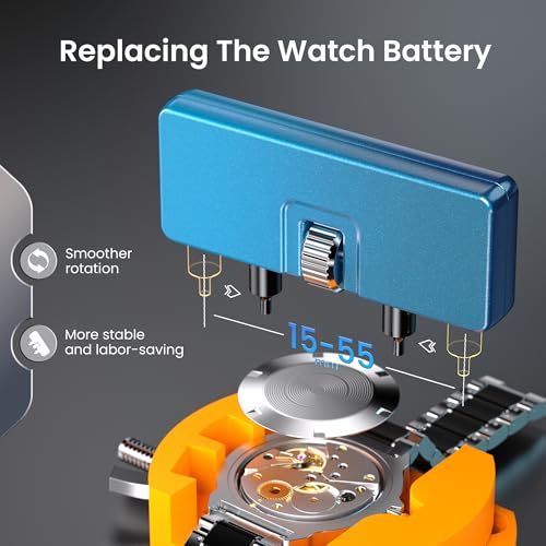 JOREST Watch Repair Kit for Battery Replacement & Link Removal, Resizing &Opener, Watch Repair and Cleaning Screwdriver Set, Wrench Back Remover, Spring Bar Tool