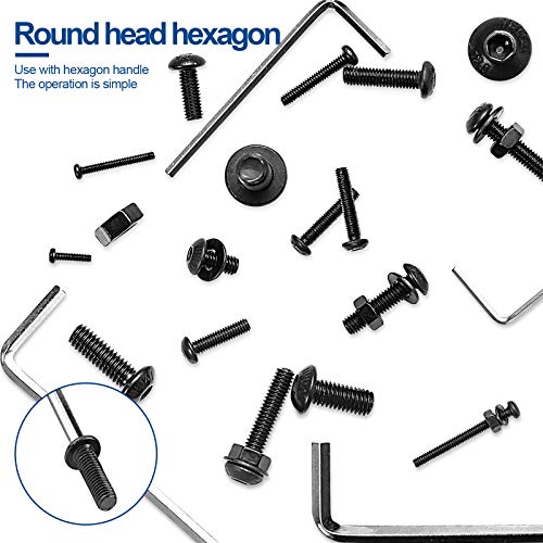 NINDEJIN M5 M4 M3 M2 Hex Socket Head Button Screw Bolts Nuts and Washer Assortment Kit, 1060PCS Small Metric Screws with 4PCS Allen Wrenches, Black Machine Screws Set 12.9 Carbon Steeel - size: 1060 Hex Button Head Socket Screws Nuts