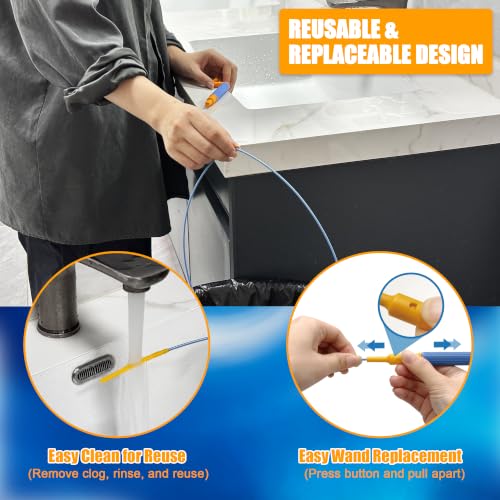 EastLink 30-Inch Drain Snake Hair Drain Clog Remover, Reusable Shower Snake