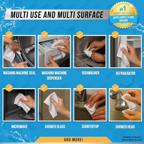 ACTIVE Home Appliance Surface Cleaner Wipes Heavy Duty Wipe for Cleaning Washing Machine, Dryer Stainless Steel Refrigerator, Glass Cooktop, Microwave, Dishwasher, Counter, Tile - 24 Large Wipes