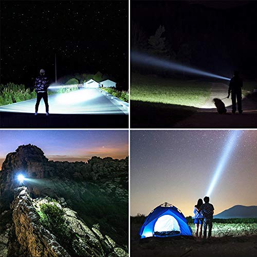YIERBLUE Rechargeable Spotlight, Super Bright 2000,000 High Lumen LED Handheld Spotlight Long Lasting Large Flashlight Searchlight and Flood Camping Flashlight with Foldable Tripod Black - color: Black