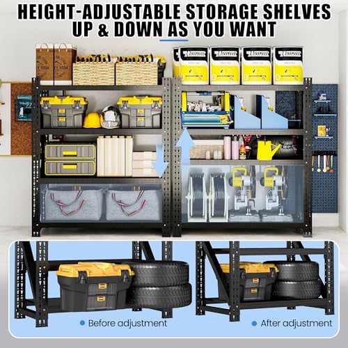 Heavy Duty Metal Shelving Units, Garage Shelves & Storage System - size: 59"W x 24"D x 69"H