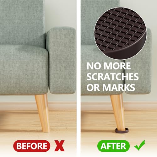 Non Slip Furniture Pads- 3"x3" Round Anti Skid Caster Cups Furniture Coasters, Anti-Sliding Grippers Floor Protectors for Furniture Bed, Couch, Chair Leg, Brown(Set of 4) | Furniture Coasters for Hardwood Floors, Furniture Stopper to Prevent Sliding, Keep