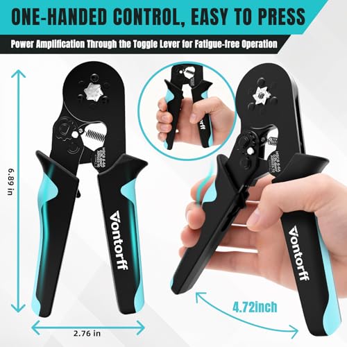 Ferrule Crimping Tool Kit，Wire Ferrules Crimper Kit with 1400PCS Electrical Pin Terminal Ends Ferrell Connectors，HSC8 6-6A Crimp Pliers Gauge Awg 23-10 Hexagonal Ratcheting Pliers Set Car Audio