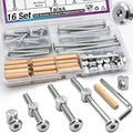Taiss 16 Set Crib Screws M6x20mm/40mm/60mm/80mm Hex Socket Cap Screws Bolt,Barrel Nuts&Dowel Pins,Furniture Bolt,Baby Bed Crib Bolts Hardware Replacement Kit for Beds Furniture - color: 16 Set Silver