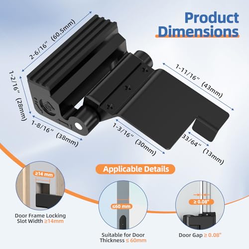 Portable Door Lock, Door Reinforcement Lock, Black-1PC