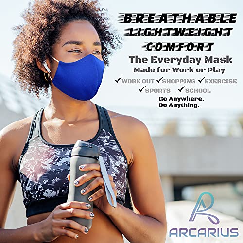 Arcarius Breathable Sports Face Mask – Moisture Wicking Gym & Travel Fit (3-Pack) - color: Royal Blue