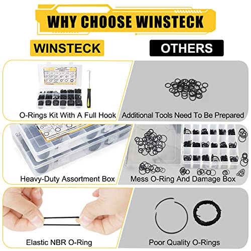 780PCS 18 Sizes Rubber O Ring Assortment Kit with 180° Pick & Hook Tool - size: 780PCS