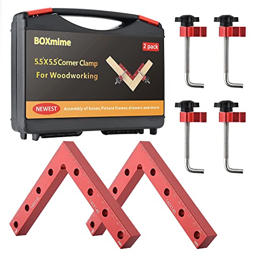 90 Degree Clamp Aluminum Alloy Corner Clamps for Woodworking,5.5" x 5.5"Carpenter Right Angle Clamping Square Tools for Box,Shelves,Picture frames,Drawers Cabinets Position (2 Pack) - style: 14x14cm 2Pack