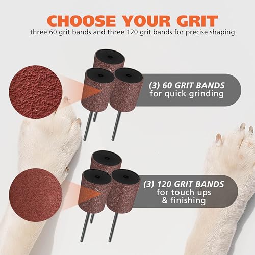 Wahl Dog Nail Grinder Replacement Accessory Kit, 8 Pieces | Includes: Grinding Drum, Stone & Sanding Grit Bands For Pet Rotary Tool Electric Nail File – Model 3028371