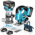 SEESII Cordless Jigsaw and Wood Router Tool Combo Kit - color: Blue Combo
