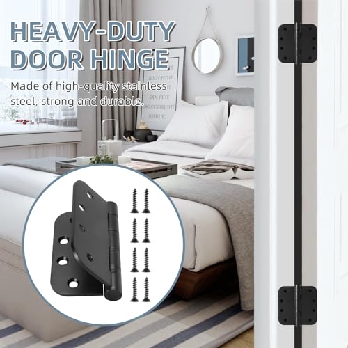 6 Pack Stainless Steel Black Door Hinges for Exterior & Interior Doors, 4.0 x 4.0 Inch Heavy-Duty Ball Bearing Door Hinges with 5/8" Radius Corners - color: Black