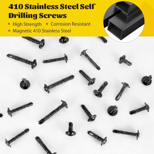 170Pcs #8#10 Modified Truss Head Self Tapping Sheet Metal Screws Kit - size: 445pcs #8#10 Black