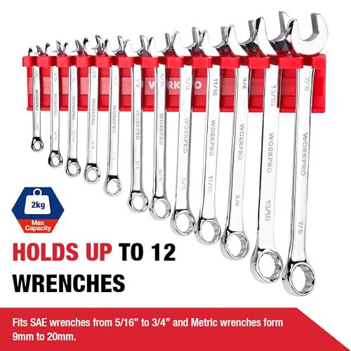 WORKPRO 2-Piece Magnetic Wrench Organizer, 24 Slots Wrench Holder - style: Wall mount wrench organizer(2PC)