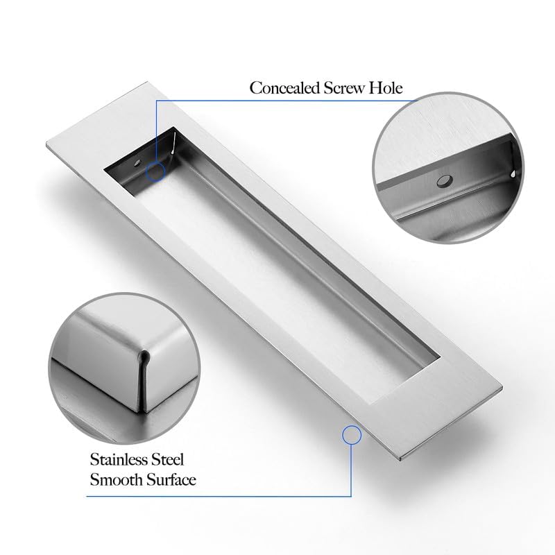 Ravinte 4 Pack Brushed Nickel Sliding Closet Door Handles, 8in Length - color: Brushed Nickel, size: 202mm