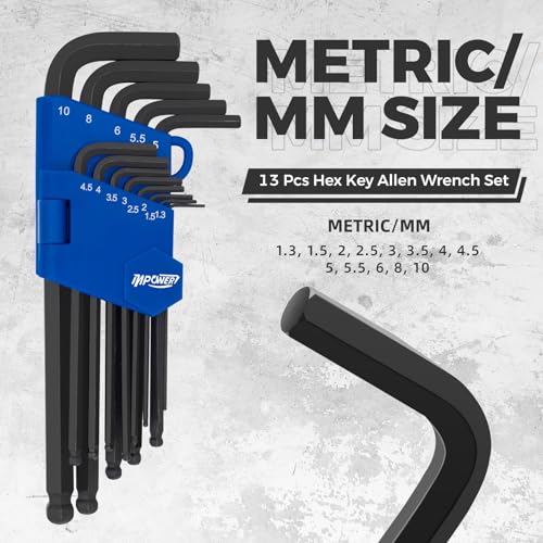 Allen Wrenches Set, 26pcs SAE and Metric Allen Key Set, Long Arm Ball End Hex Key Set Tools for Hex Head Socket Screws - 2 Sets