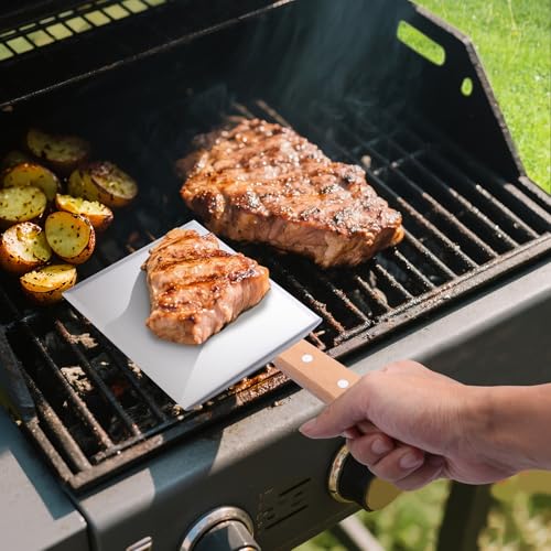 Flyisland Blackstone Bench Scraper and Grill Spatula Set, Stainless Steel Heavy Duty Hamburger Turner with Cutting Edges, Flat Top Griddle Pancake Flipper - style: Spatula and Scraper