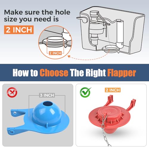 Universal Toilet Flusher Replacement Kit, Water-Saving & Height Adjustable Fill Valve, 2-Inch Flapper, Toilet Handle Lever, Quiet & Anti-Siphon Toilet Repair Kit Inside Tank (Red, 1-Pack) - color: Red