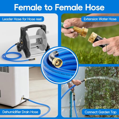 SPECILITE Female to Female Hot/Cold Garden Water Hose 20 ft x 3/4", Blue - color: 3/4" Female to Female Blue, size: 20 FT