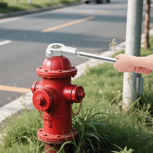 Hedume Heavy Duty Adjustable Hydrant Wrench, Fits 1-1/2" to 6" Bolt Head Sizes, Fire Equipment Hydrant Wrench for Loosening Caps and Opening Valves, Tightening Nuts, Pipes