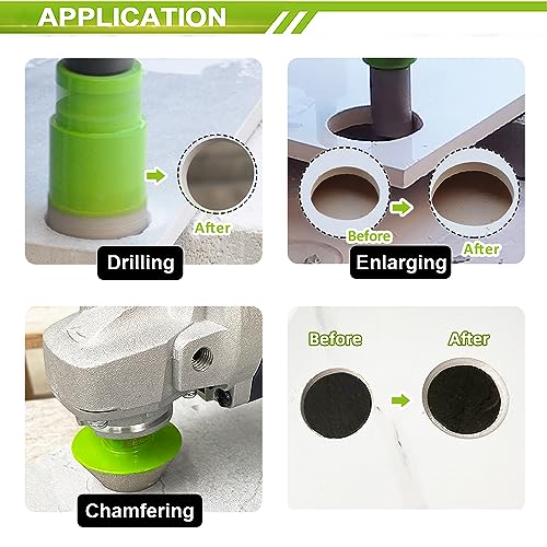 Diamond Tile Hole Saw Kit 6-127MM for Porcelain Ceramic Tile 11PCS - size: 6/8/10/25/35/50/75/127mm+20F+2"Chamfer Bit+SDS