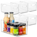 Plastic Food Storage 6 Pack Clear Container Bin with Handles for Organizing Kitchen, Pantry, Fridge, Freezer, Pantry,Bathroom. 10"x6"x5" - size: 10x6x5