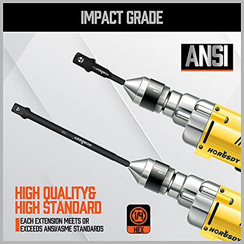 6-Piece Impact Sockets Adapter Sets, 3-Inch and 6-Inch Hex Shank 1/4" 3/8" 1/2" - color: 6 Pcs 3" & 6" Black Adapters