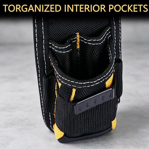 MELOTOUGH Small Tool Pouch with Belt Clip Technician's Clip on Tool Pouch,Pocket Belt Holster Mini Electrican Holder with Sanp Clip (2PACK) - color: Small Tool Pouch with Yellow Color