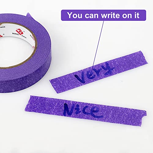 BOMEI PACK Purple Painters Tape 1 Inch Bulk - Paint Tape 5 Rolls x 1 Inch x 55 Yards - Purple Masking Tape for Walls Painting, DIY Crafting, and School Projects, Total 275 Yards - color: Purple