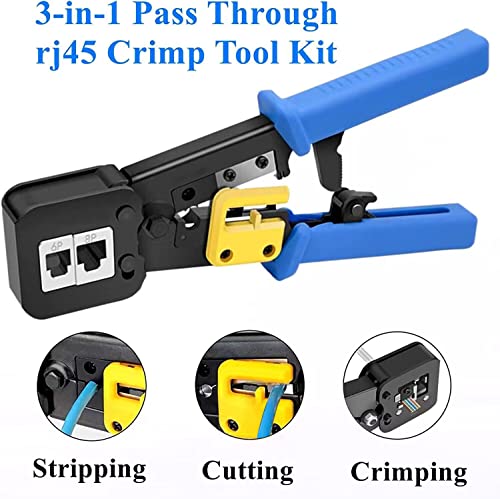 Gaobige rj45 Crimping Tool for Cat6 Cat5e Cat5, Sturdy Pass Through Crimper