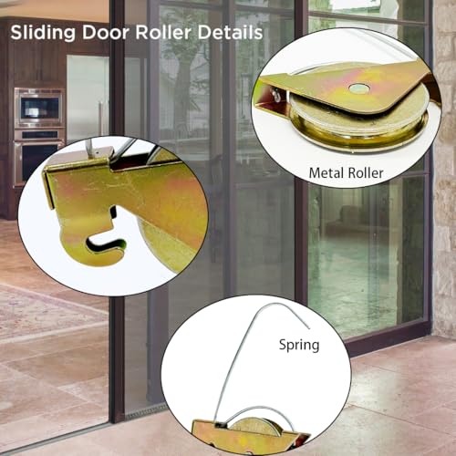 4pcs Sliding Screen Door Spring Tension Rollers Replacements for Jeld Weld, KDEX20 Series KD Screen Doors, 1-1/4" Concave Ball Bearing Steel Patio Glass Screen Door Wheels Hardware, Durable and Smooth