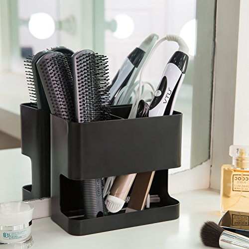 MyGift 2 Slot Hair Tools Organizer, Black Metal Wall Mounted Holder - color: Black, size: 2 Slots