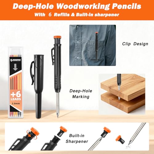 Aluminum Alloy 12in Carpenter Square and 12in Zinc-Alloy Combination Square Set, CNC-Machined with Woodworking Pencil, Carpenter Measuring Layout Tool for Woodworking and Home DIY. - size: 12+12 inch