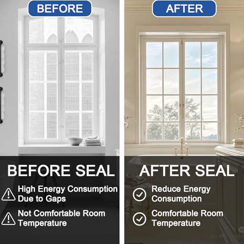 Transparent Weather Sealing Tape 3" x35 Yard, Window Insulation Tape Weather Stripping for Windows Doors Shower Glass – Indoor/Outdoor Insulation, No-Residue, Clear, Energy-Saving - size: 3 IN - 105 Ft Clear - 140U