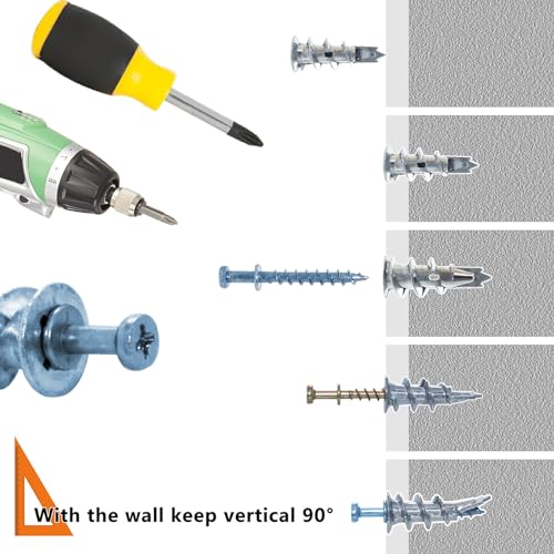 30Pcs Self-Drilling Metal Wall Anchors and Bear Claw Hanging Screws Kit - size: #8 - 15S